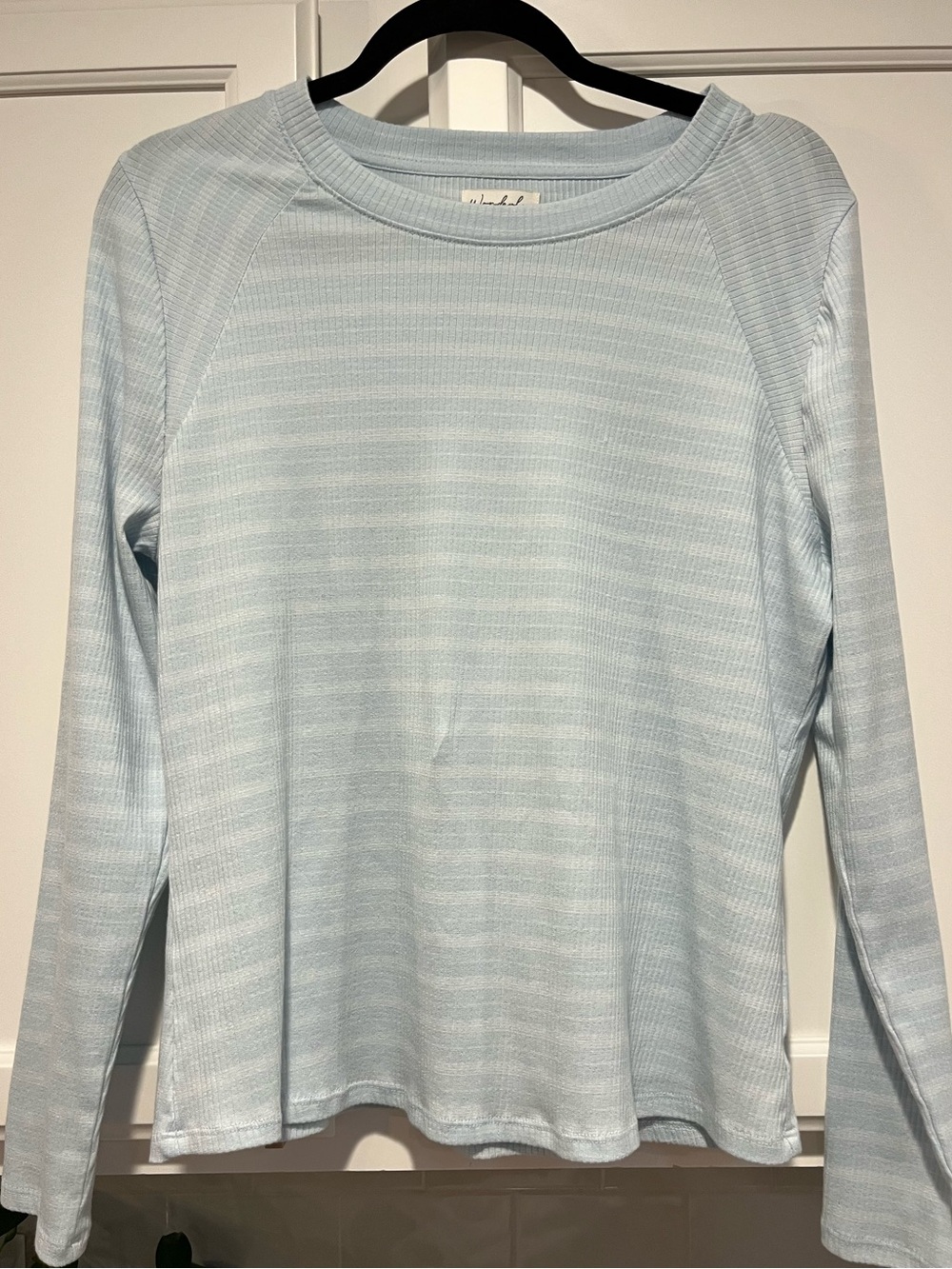 Wonderly Light Blue Long Sleeve Ribbed Tee